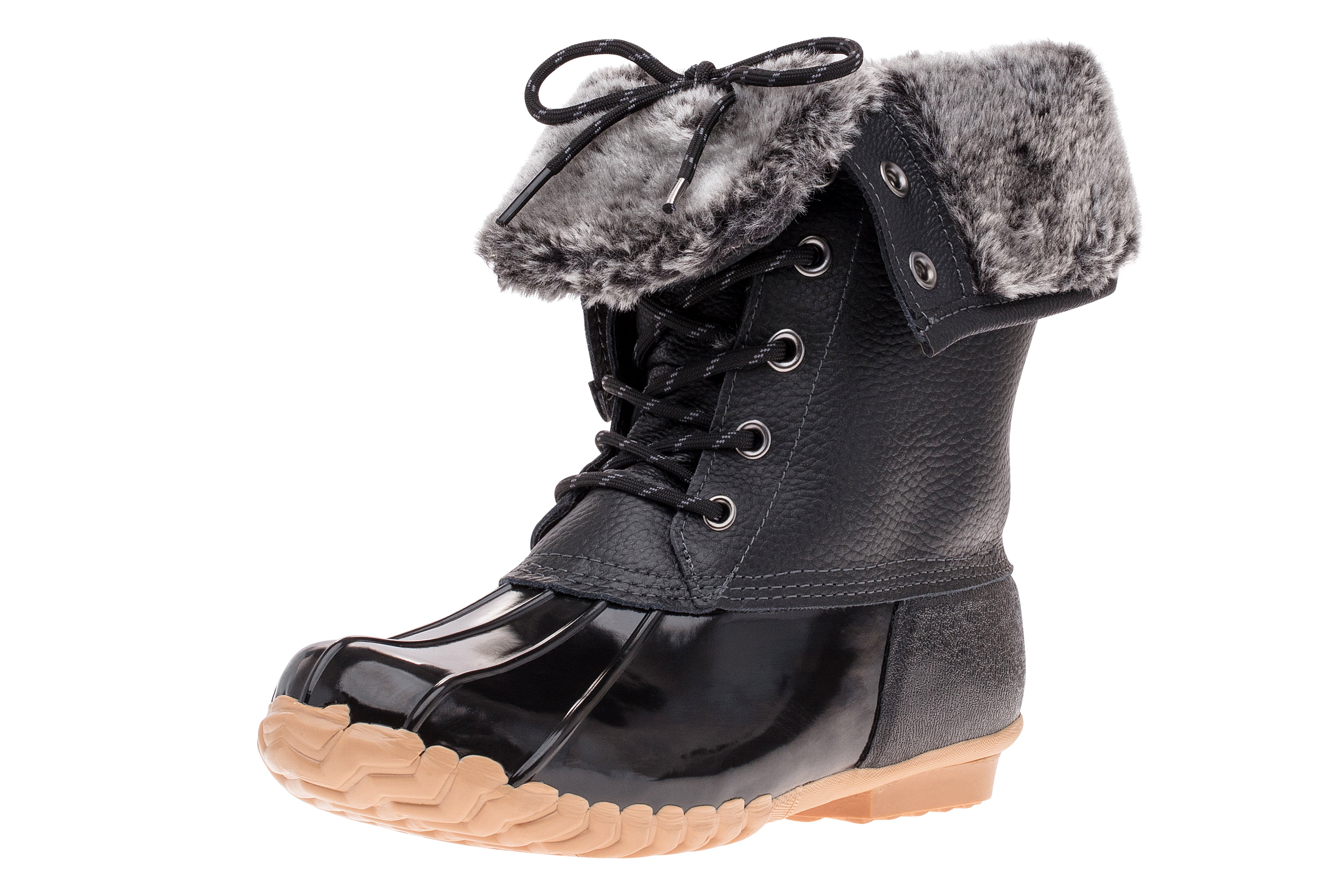 Black duck cheap boots with fur